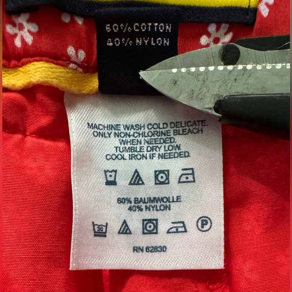 Lands End 12 Dark Orange & White floral Skorts. Front slant pockets, hip pocket - Picture 13 of 13